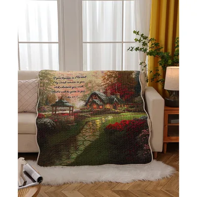 Cottage Garden Blanket with a Bible Verse from John 15:7