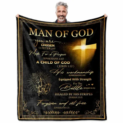Faith Gift for Men Blanket: Man of God Design