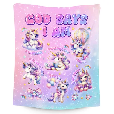 God Says I Am Accepted Blanket: Unicorn Faith Throw