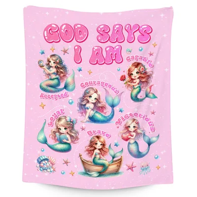 Mermaid Affirmations Blanket for Girls and Kids