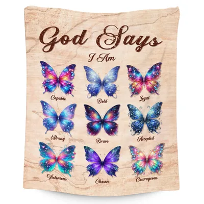 Butterfly Faith Affirmations Blanket featuring God Says I Am