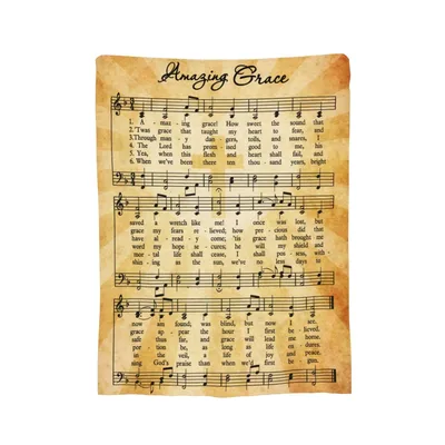 Hymn Sheet Music Faith Blanket - Amazing Grace Vintage Print