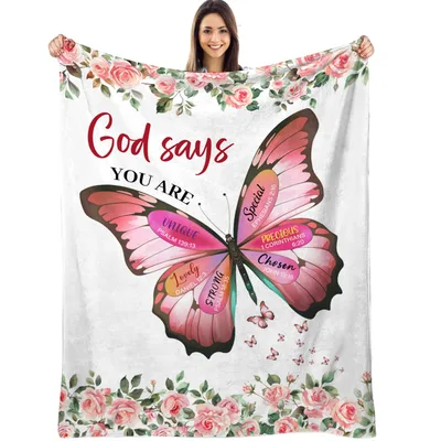 Christian Butterfly Verses Blanket with God Says You Are