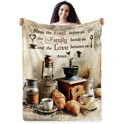 Coffee Table Rustic Kitchen Blanket featuring a vintage coffee scene