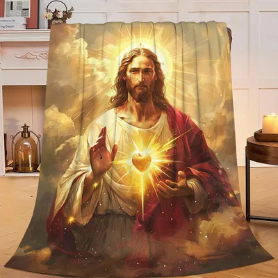 Jesus Heart Blanket: Sacred Heart Glow Throw