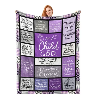 Purple Scripture Faith Verses Blanket for Believers