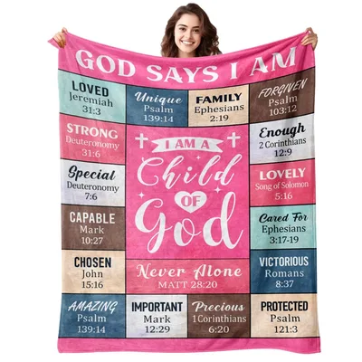 God Says I Am Loved Blanket with Bible Verses for Her