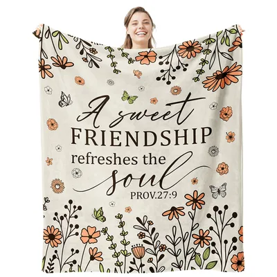 Friendship Refreshes the Soul Blanket Floral Bible Verse Design