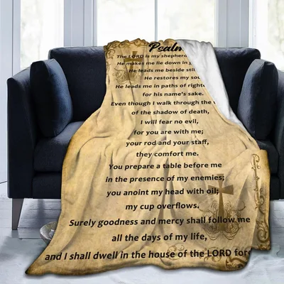 Psalm 23 Scripture Parchment Blanket for Comfort
