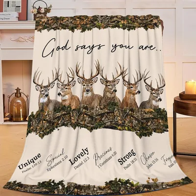 Deer Bible Verse Blanket: God Says You Are Chosen and Strong