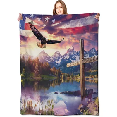 Eagle Flag Cross Blanket