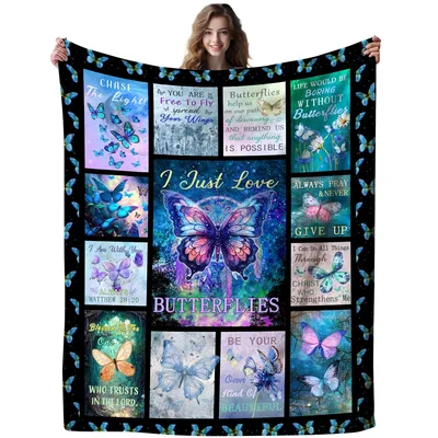 Butterflies Inspirational Blanket with Encouraging Quotes