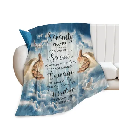 Serenity Prayer with Hands Blanket: Faith and Divine Guidance Design