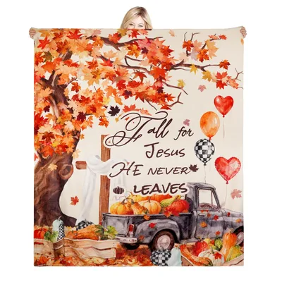 Fall Jesus Blanket: Autumn Faith Scripture Throw