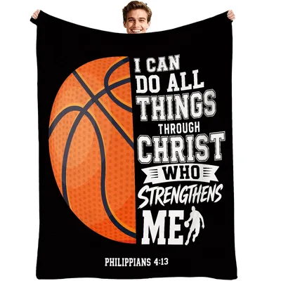 Basketball Faith Blanket: Philippians 4:13 on Black