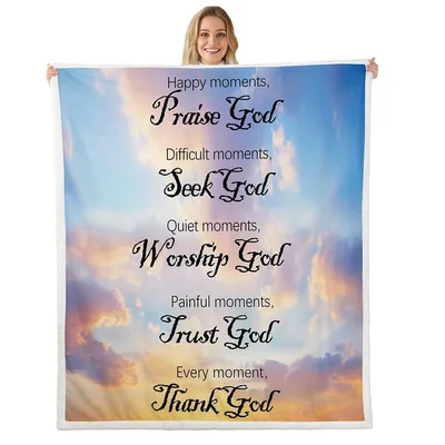 Christian Faith Prayer Blanket Sky and Scripture Design