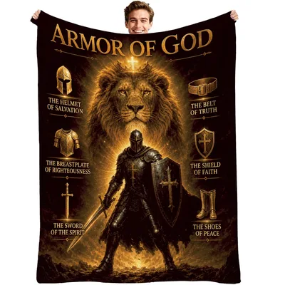 Armor of God Blanket: Faith Printed in Gold