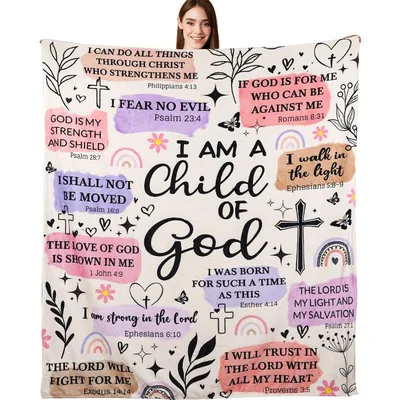 Christian Verses with Cross Blanket: I Am a Child of God Design