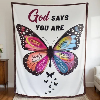 God Says You Are Butterfly Scriptures Blanket for Her