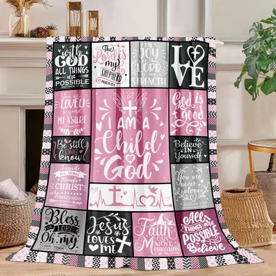 With God All Blanket: Pink Scripture Throw Blanket
