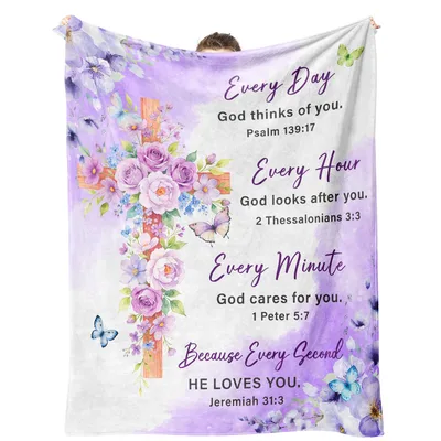 Every Day God Blanket: Four Verses, Purple Florals