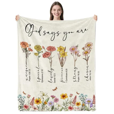 Gott Sagt Du Bist Einzigartig Blanket: Floral Bible Verse Design