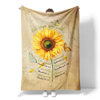 Sunflower Faith Vintage Tan Blanket for Gifts of Encouragement