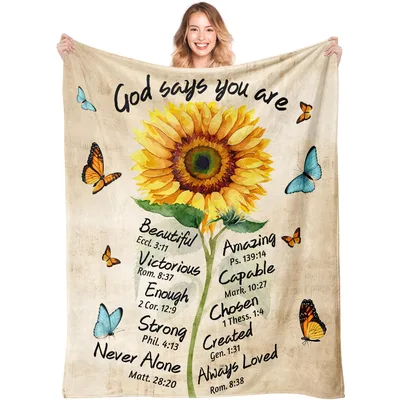 Sunflower Bible Verse Blanket for Faithful Women