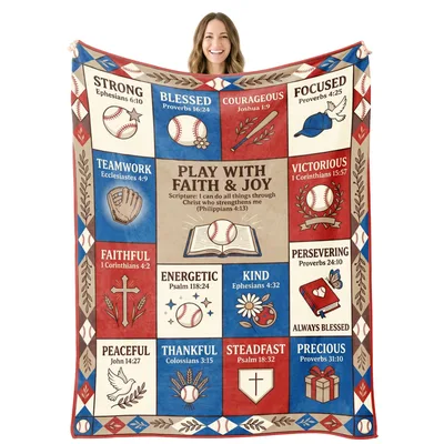 Baseball Faith Verses Blanket: Play With Faith And Joy Design