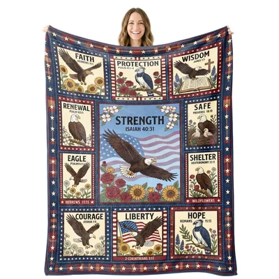 Eagle Strength Bible Verse Blanket for Faith and Hope