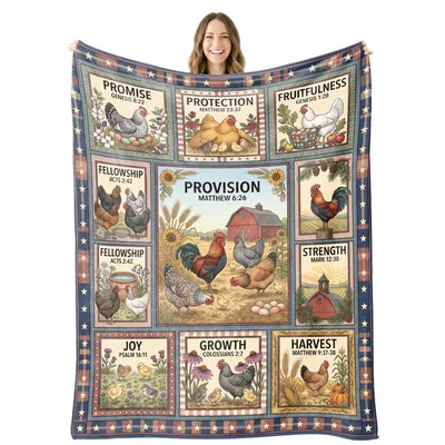 Chicken Farm Bible Verse Blanket for Faith Lovers