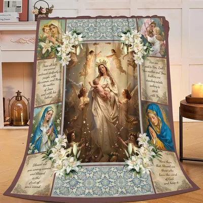 Madonna Angels Blanket: Virgin Mary Art Throw