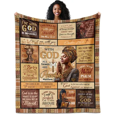Faith Christian Blanket: Woman in Prayer Among Bible Verses