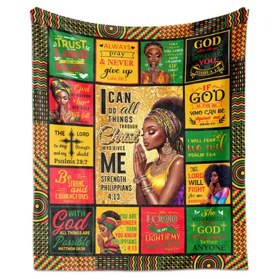 Black Woman Prayer Verses Blanket: Faith and Strength Design
