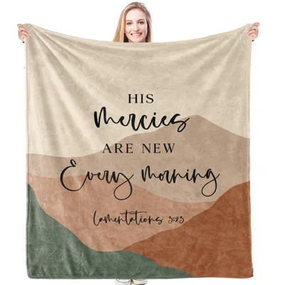 Mountain Christian Blanket with a Morning Verse