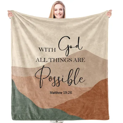 Earthy Mountain Faith Tones Blanket features the Bible verse