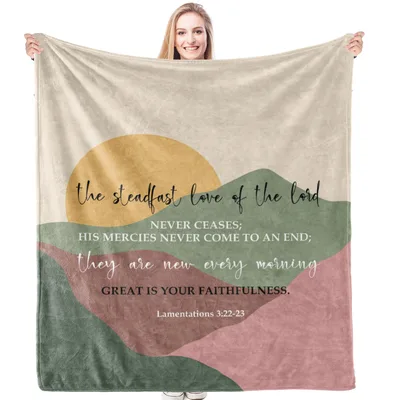 Steadfast Love Blanket: Lamentations Scripture with Boho Hills Design