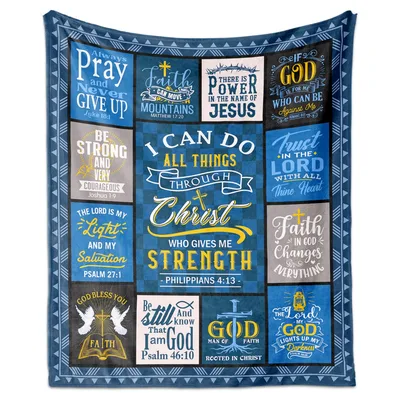 Christian Gifts Blanket: Bible Verse Faith Collage Throw