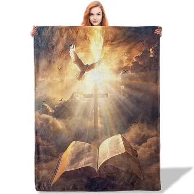 Dove Cross Blanket: A Soft Scene of Light and Faith