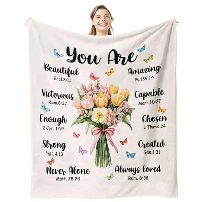 Bible Verse Affirmation Flowers Blanket for Her