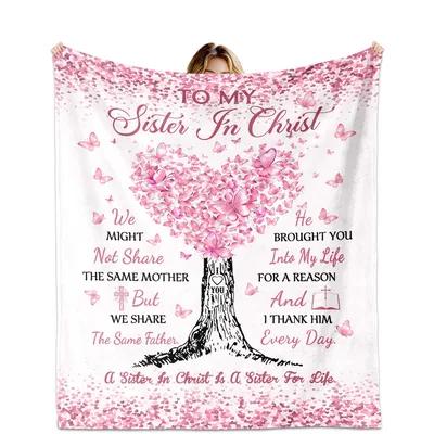 To My Sister in Christ Butterfly Blanket for Faithful Friends