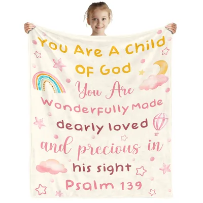 You Are a Child Blanket: Psalm 139 Verse with Rainbow and Stars