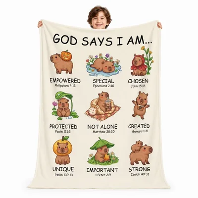 Christian Affirmations Blanket: Capybara Verses Throw
