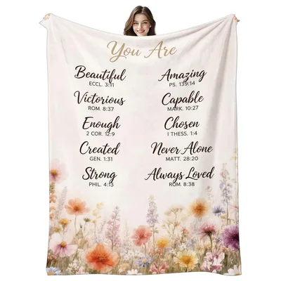 Affirming Scripture Flowers Blanket featuring You Are Beautiful