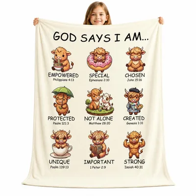 God Says I Am Empowered Blanket With Highland Cows