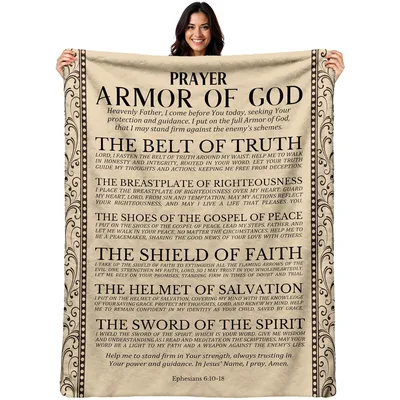 Christian Prayer Scripture Blanket Armor of God Design