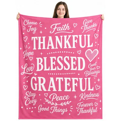 Thankful Blessed Grateful Blanket for Faithful Hearts