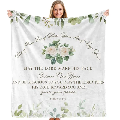 May the Lord Bless Blanket with Floral Scripture Design