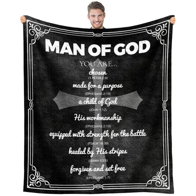 Christian Men Blanket: Man of God Scripture Throw
