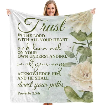 Sage Green Roses Scripture Blanket for Faith and Comfort